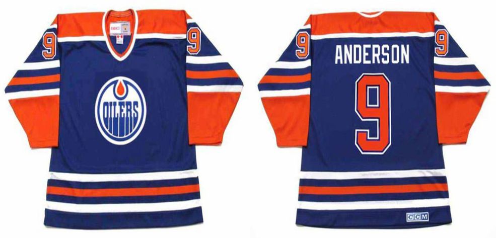 2019 Men Edmonton Oilers 9 Anderson Blue CCM NHL jerseys